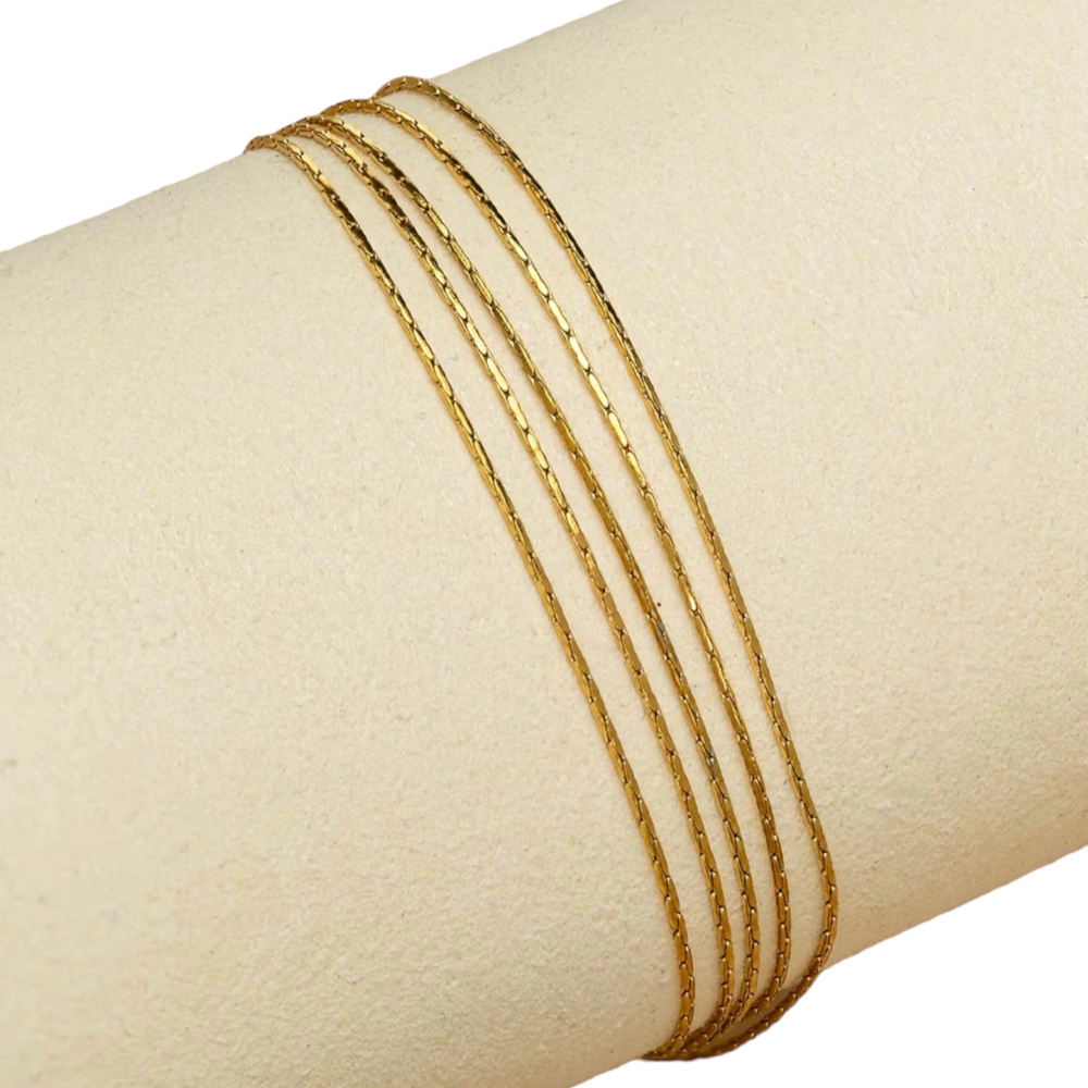 Gold Five Strand Thin Water Resistant Bracelet