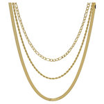 Gold Triple Strand Water Resistant Chain Necklace