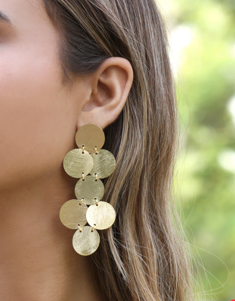 Gold Circular Chandelier Statement Earrings