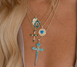 Gold Turquoise Cross Necklace