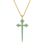 Gold Turquoise Cross Necklace