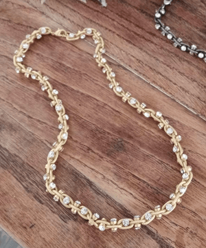 Gold Twisted Rhinestone Necklace