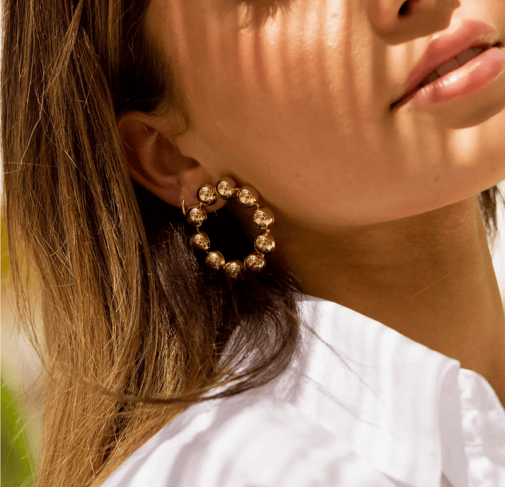 Gold Circular Water Resistant Statement Earrings