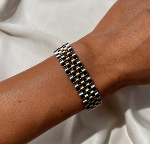 Mixed Metal Water + Tarnish Resistant Watch Strap Bracelet