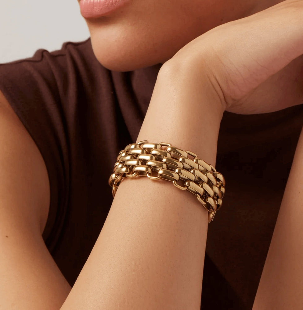 Gold Brick Link Bracelet