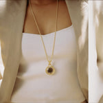 Gold Pyrite + Pearl Pendant Necklace