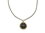 Silver Wheat Chain With Compass Pendant Necklace