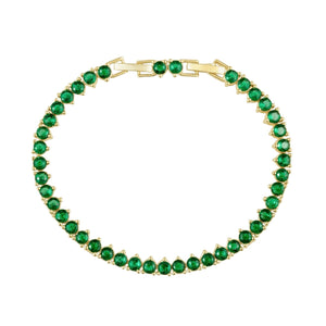 Gold Emerald Green Tennis Bracelet