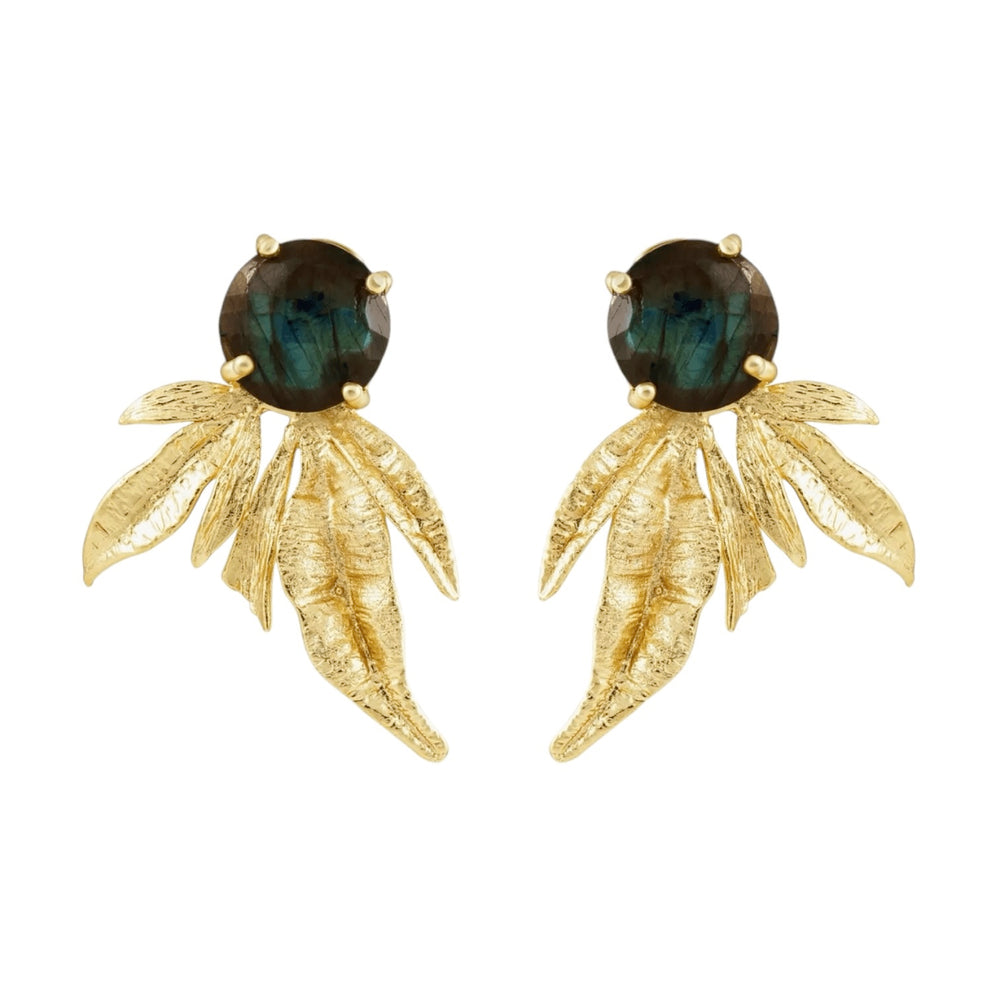 Gold Labradorite Waterproof Statement Earrings