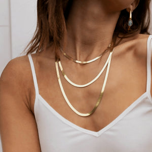 Gold Herringbone Water Resistant Necklace