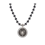 Silver + Onyx Necklace With Centennial Heart Stack Medallion