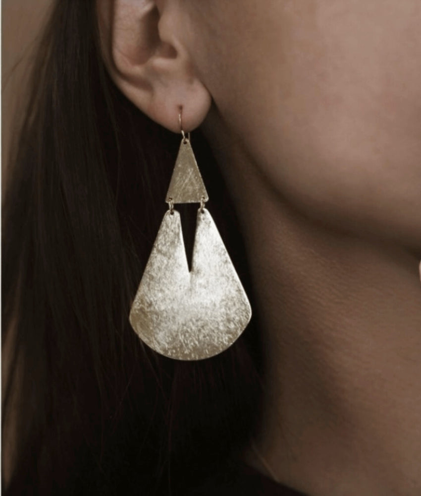 Gold Triangle Statement Earrings