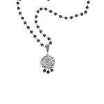 Silver + Onxy Necklace With Austrian Crystal Lace Medallion