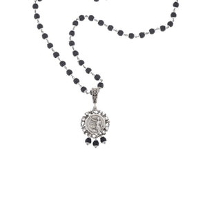 Silver + Onxy Necklace With Austrian Crystal Lace Medallion