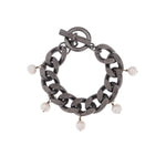 Graphite + Pearl Bevel Chain Bracelet