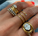 Gold Cubic Zirconia Water Resistant Statement Ring