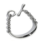 Silver Rolo Link Bracelet With Curved Bar