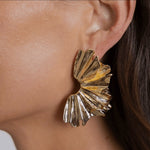 Gold Fan Statement Earrings