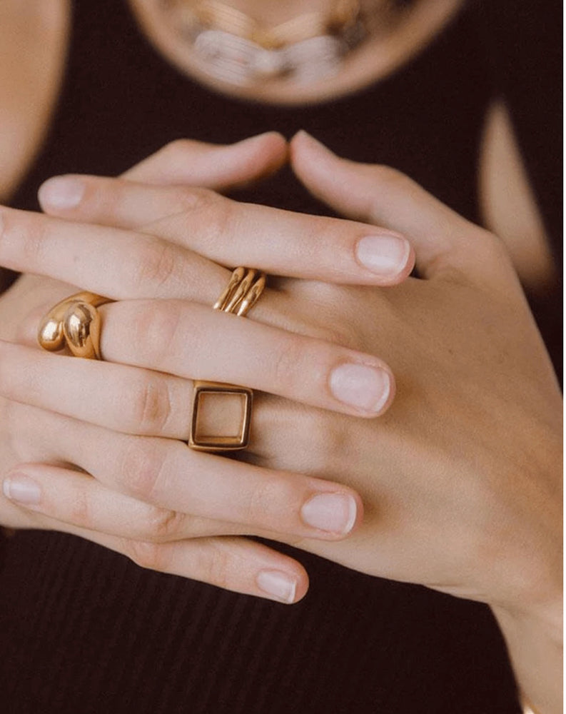 Gold Open Square Statement Ring