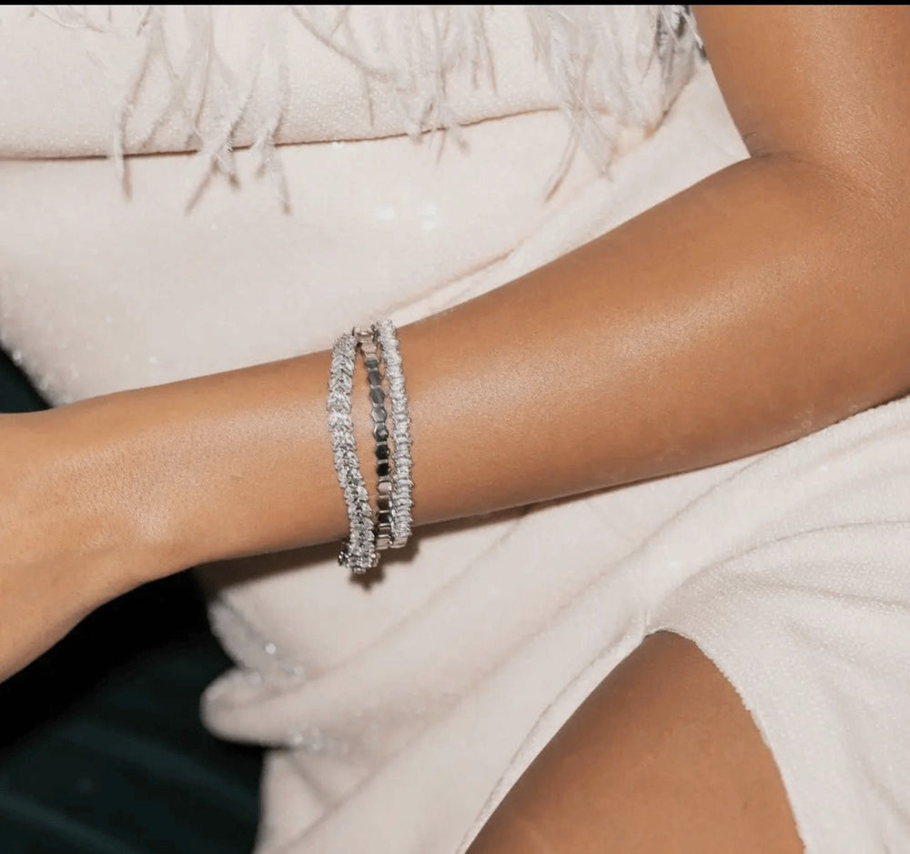 Silver Baguette Water- Resistant Bracelet - Sage Accessories