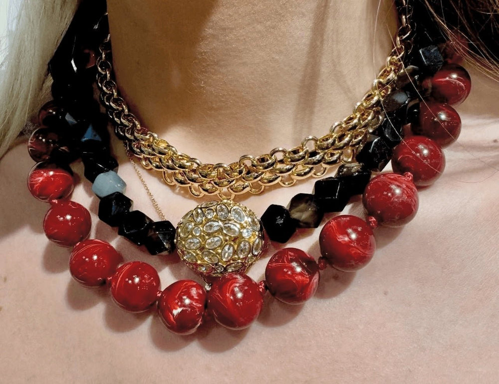 Chunky Glazed Blue Beaded Necklace - Sage Accessories