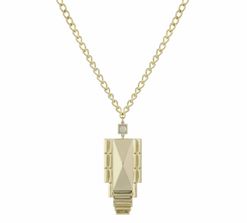 Gold Art Deco Long Pendant Necklace