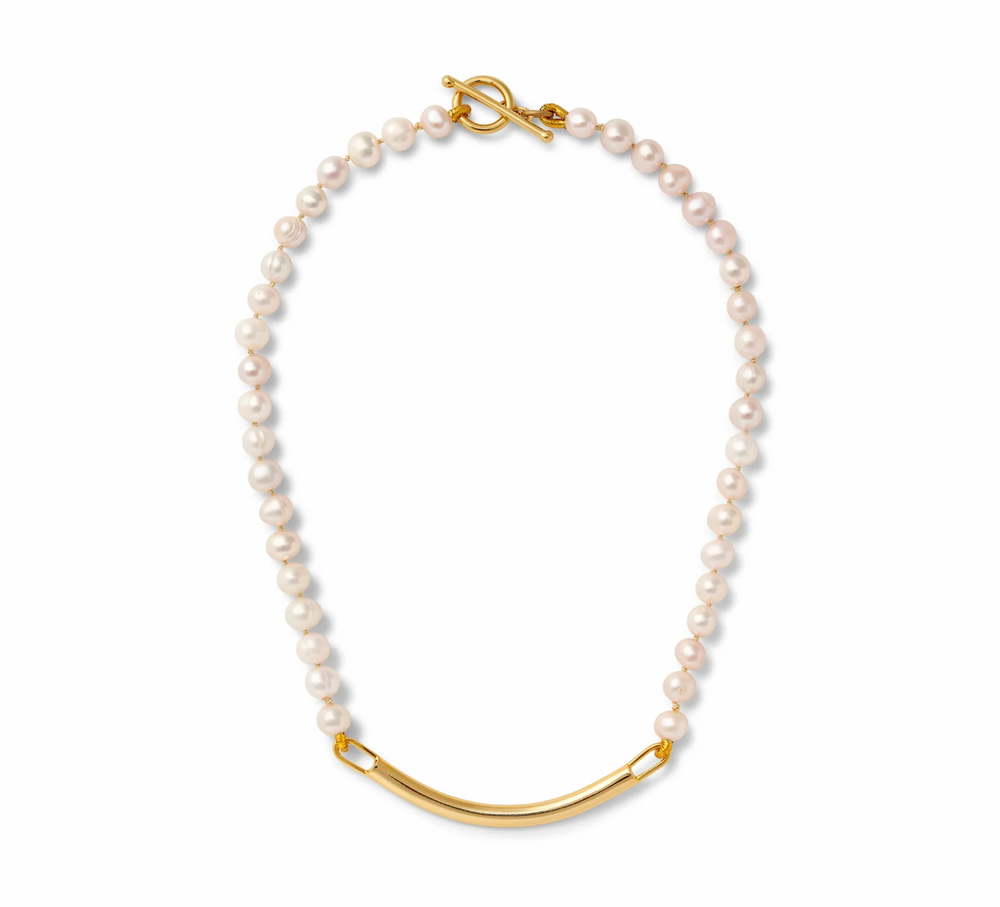Gold Pearl I.D Necklace