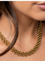 Gold Link Interwoven Link Water Resistant Necklace