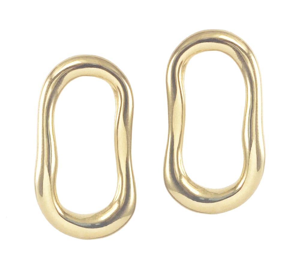 Gold Oval Stud Earrings