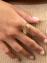 Gold Adjustable Crystal Water Resistant Ring