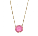 Gold With Pink Pendant Necklace