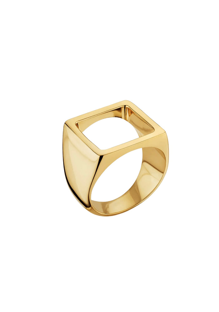 Gold Open Square Statement Ring