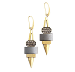 ArtDeco Hematite and Brass Earrings