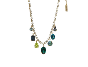 Gold Emerald Green Crystal Necklace