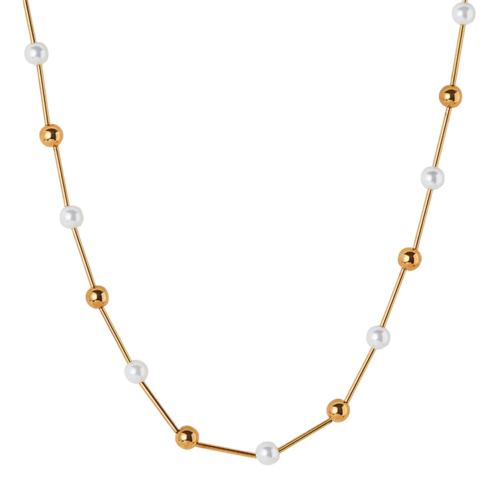 Gold And Pearl Beaded Necklace
