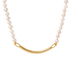 Gold Pearl I.D Necklace