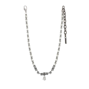 Antique Silver Crystal Pendant Necklace