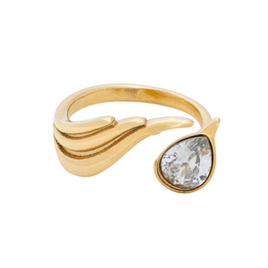 Gold Adjustable Crystal Water Resistant Ring