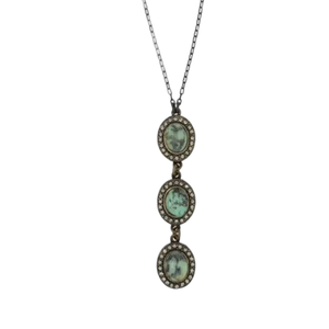 Antique Brass Three-Tiered African Turquoise Necklace