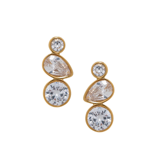 
            
                Load image into Gallery viewer, Gold Crystal Water Resistant Earrings
            
        