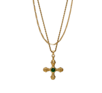 Gold Double Strand Cross Water Resistant Necklace