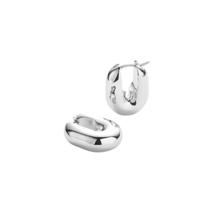 
            
                Load image into Gallery viewer, Silver Puffy U-Link Earrings
            
        