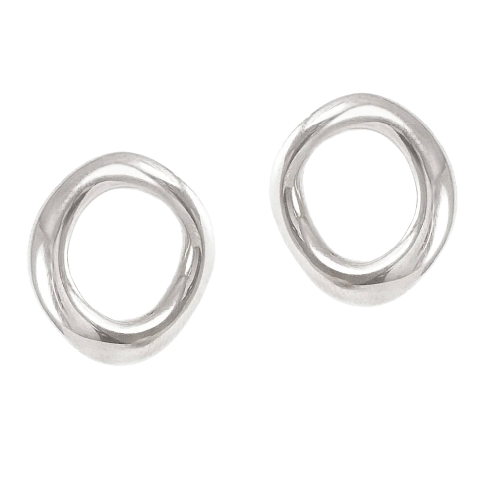 Silver Circular Stud Earrings