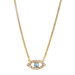 Gold Evil Eye Crystal Pendant Necklace