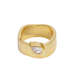 Gold Water Resistant CZ Band Ring