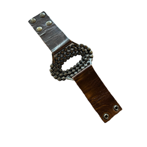 Brown Italian Leather Crystal Bracelet