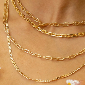 Gold Small Paper Clip Water-Resistant Necklace