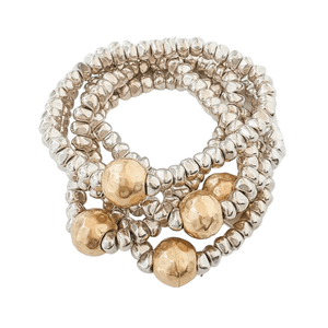 Two-Tone Silver Stretch  Bracelet