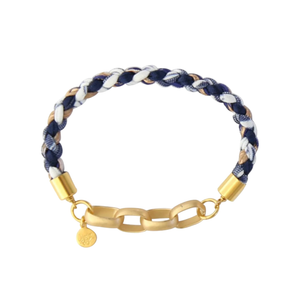 Gold Navy Braided Stretch Bracelet