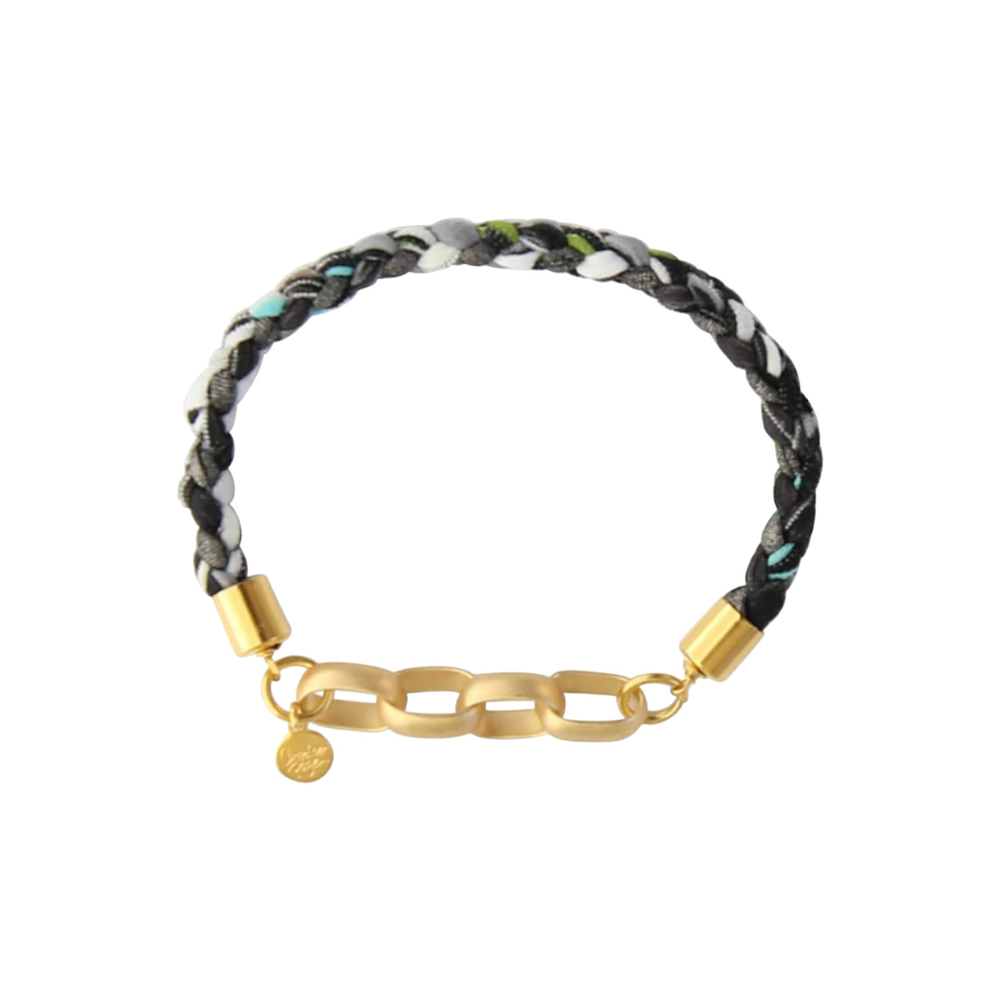 Gold Black Braided Stretch Bracelet